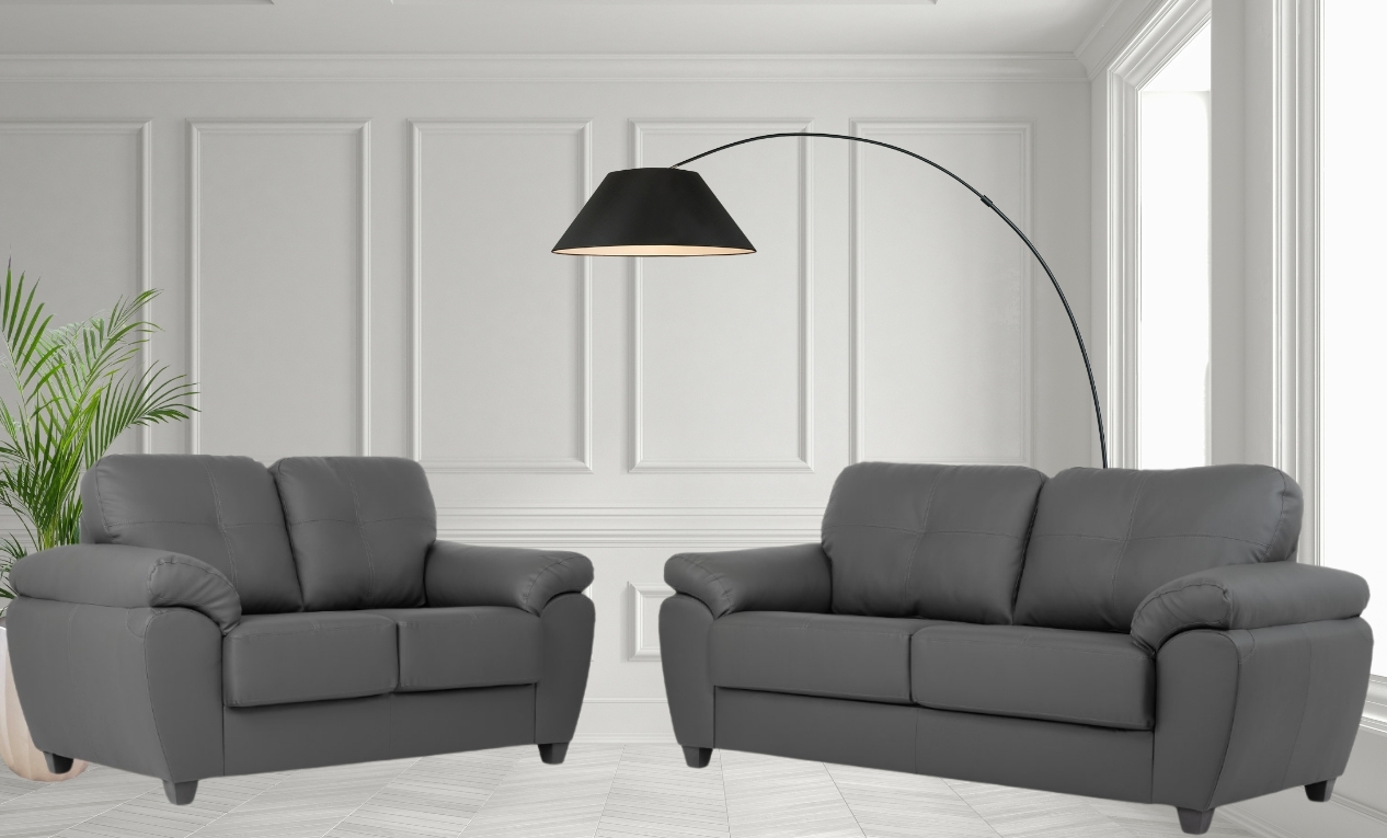 Capri 3+2 Seater Grey Leather Sofa 